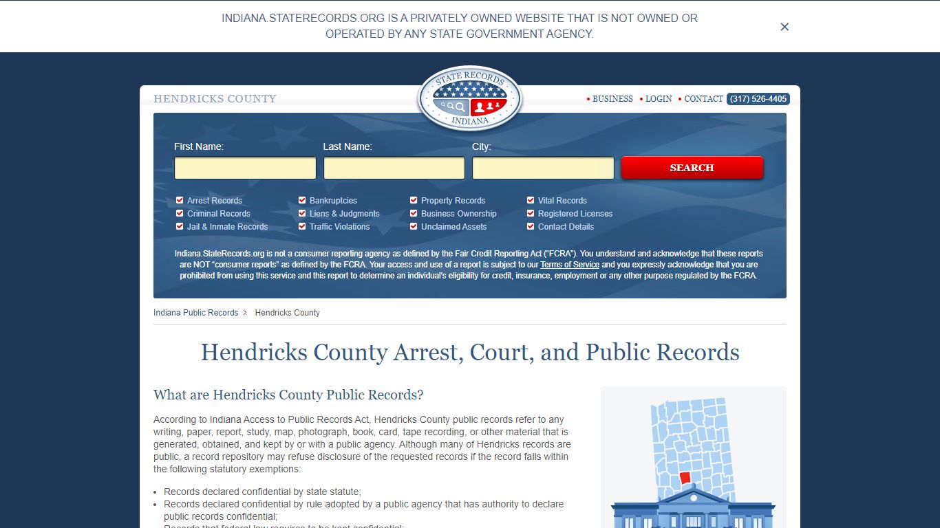 Hendricks County Arrest, Court, and Public Records