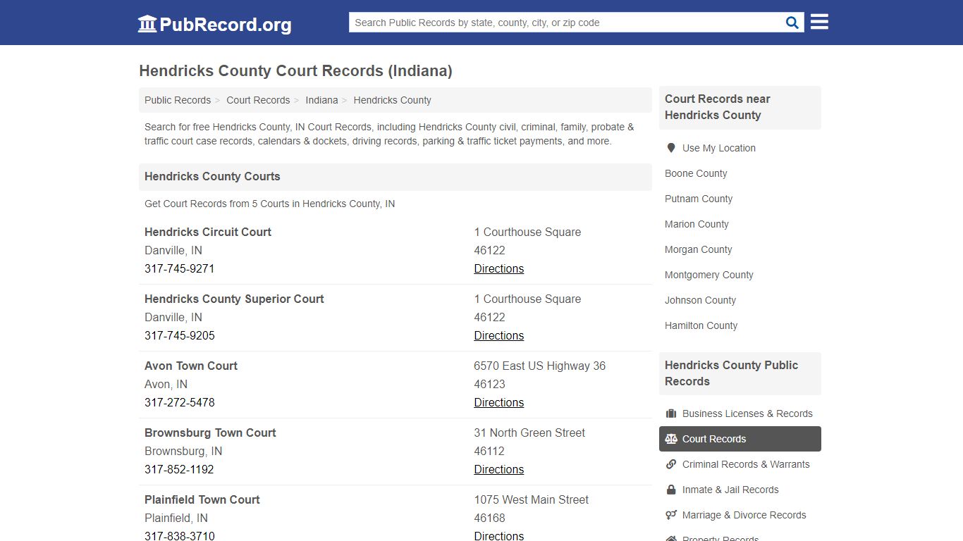 Free Hendricks County Court Records (Indiana Court Records)